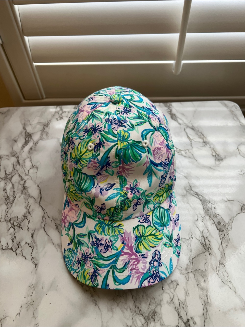 Lilly Pulitzer Multicolor Mermaids in the Shade Baseball Cap with Yellow Strap